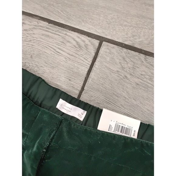 LC Lauren Conrad High Rise Wide Leg Velvet Trouser Pants Green Size 14 - Picture 3 of 8